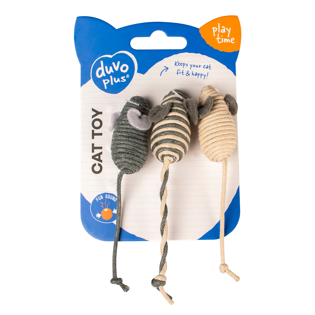 Duvo Cat Toy Rope Small Mice 3pc