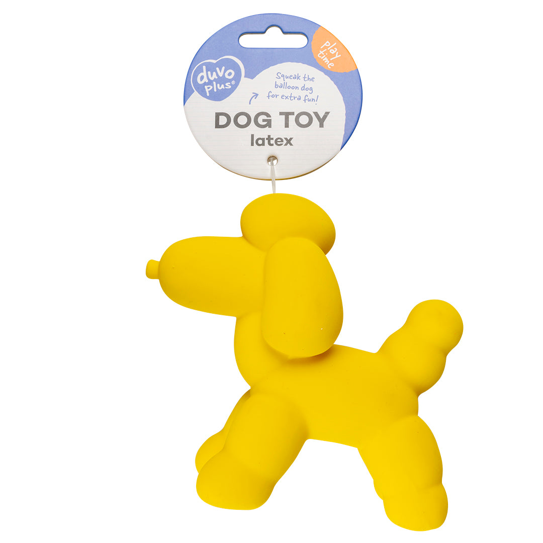 Duvo Dog Toy Latex Balloon Poodle Yellow