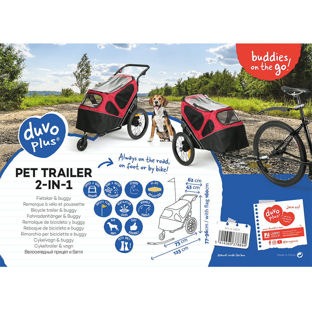Duvo Pet Trailer 2 in 1