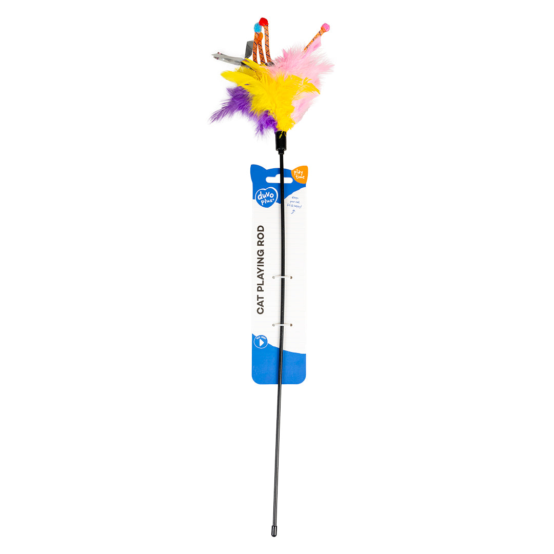 Duvo Cat Toy Playing Rod With Feathers